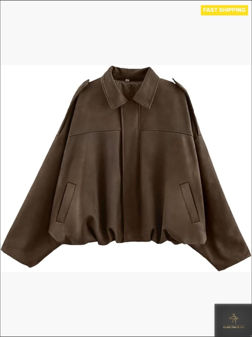 Oversized Faux Suede Bomber Jacket Cropped Pilot Coat Streetwear Y2K Casual